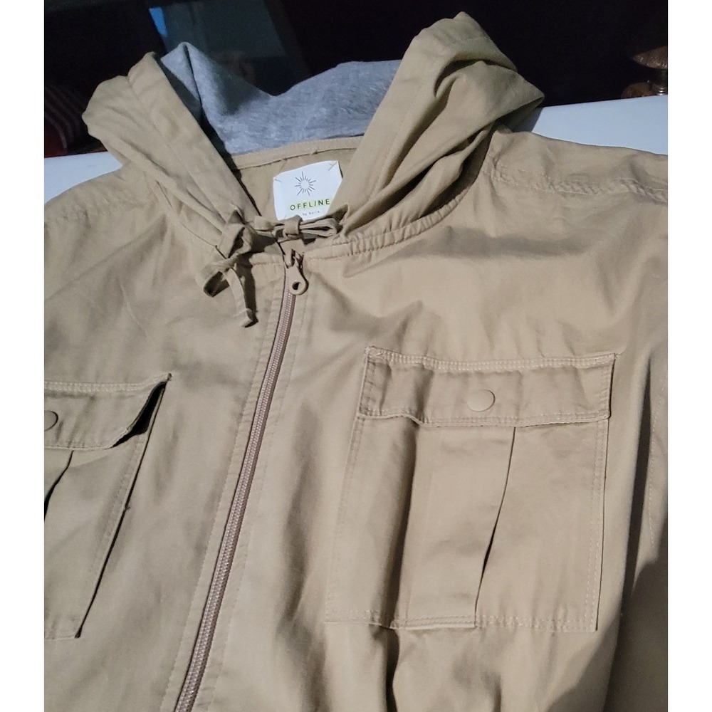 Aerie‎ Offline Military Utility Vest Cotton Hooded Tan Women's Size Large - Picture 2 of 8